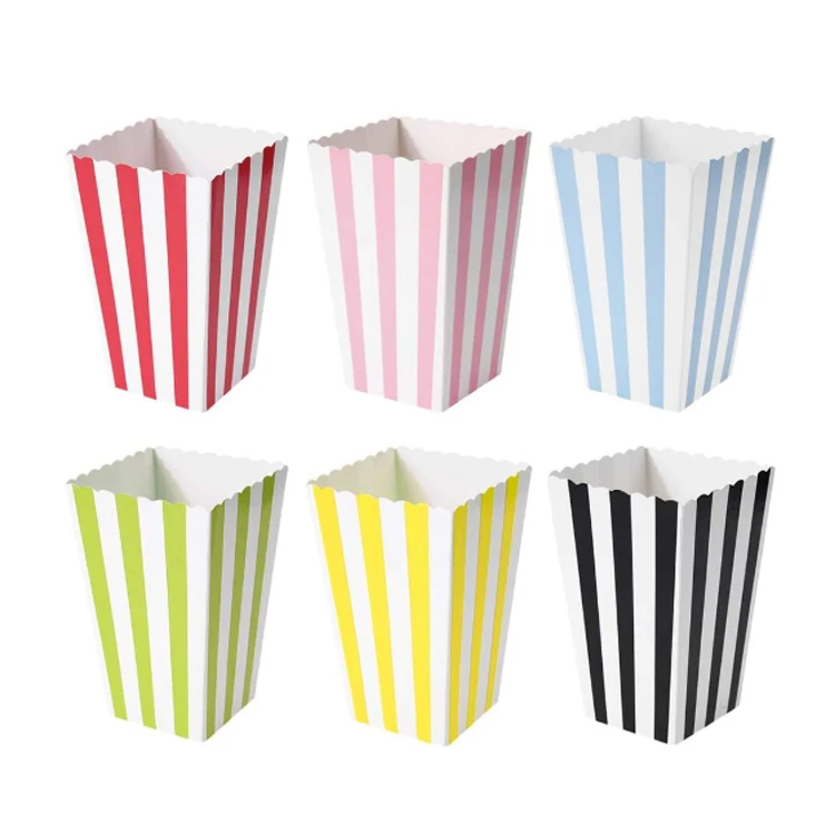 Custom Printed Bulk Candy Treat Containers White Paper Popcorn Boxes for Movie Night Birthday Party