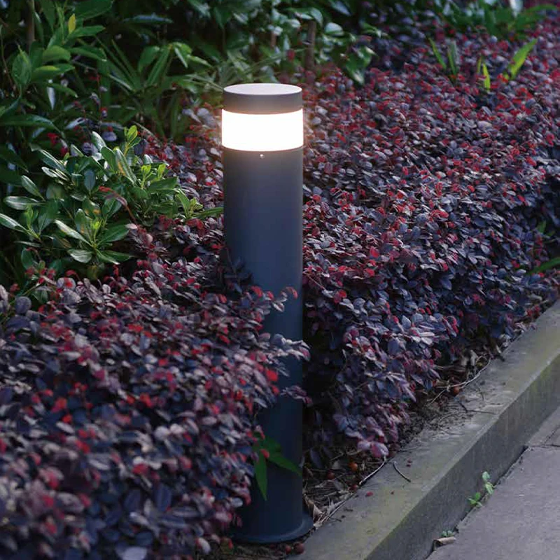 LED post bollard light garden outdoor vintage round grey pathway led landscape lawn lighting