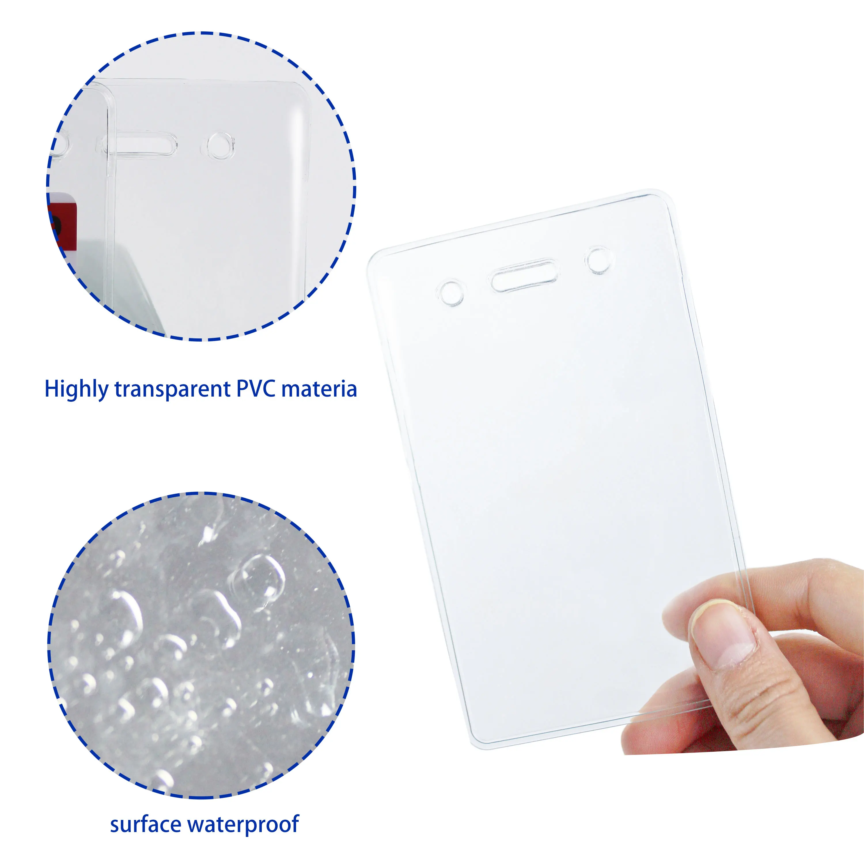 Bestom Clear Flexible Vinyl Vertical Proximity Card Holder ID Card Holder Retractable Key Chain