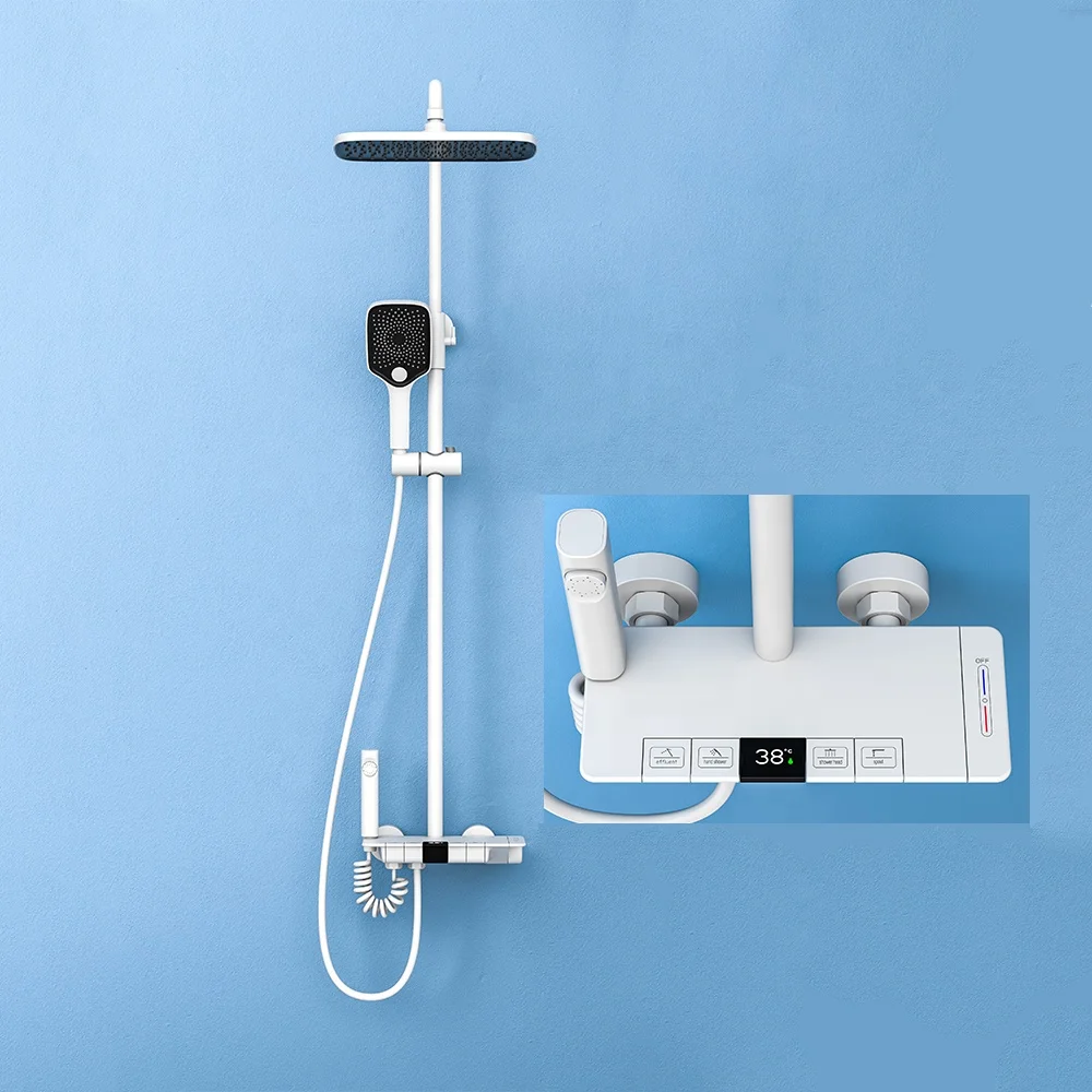 multi-function bathroom shower set shower faucet wall mount smart temperature display piano keys rainfall shower faucet system