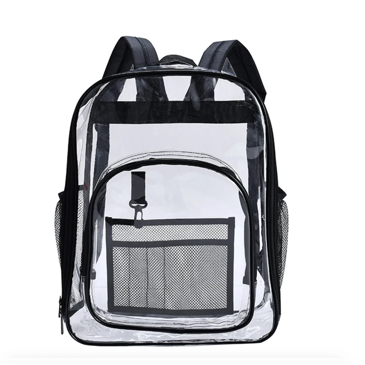 100% clear Plastic Shoulder Backpack Bag with Adjustable Handles Customized Transparent PVC Bag Travel Bag for Daily Use