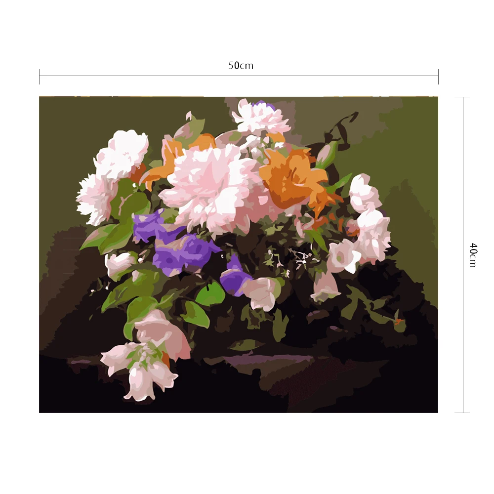 
40*50CM Colourful Peony Rose Flower Oil Painting on Canvas Custom Artwork Wall Decor Framed Oil Painting 