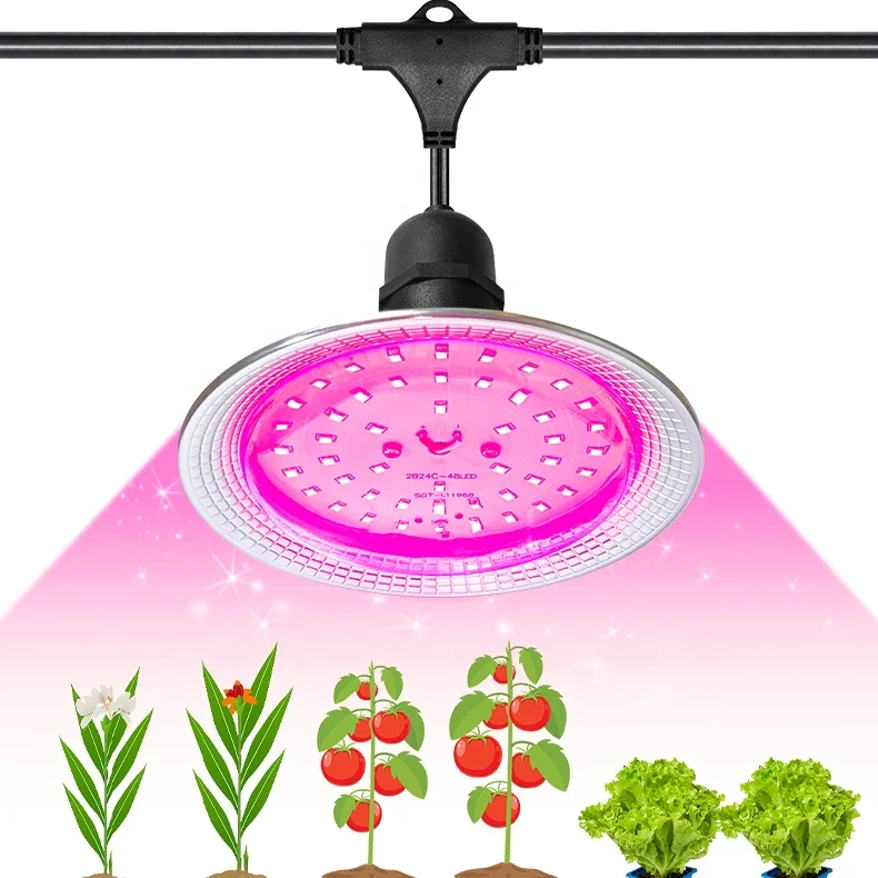 21.3ft Stringable Plant Growth Light String E26 UFO Bulb for Greenhouse Farm Vegetable Fruit Seedling Flower Waterproof 15W LED