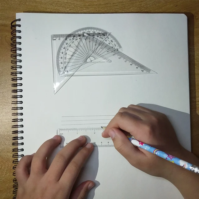 
4pcs transparent student ruler set square ruler with protractor 