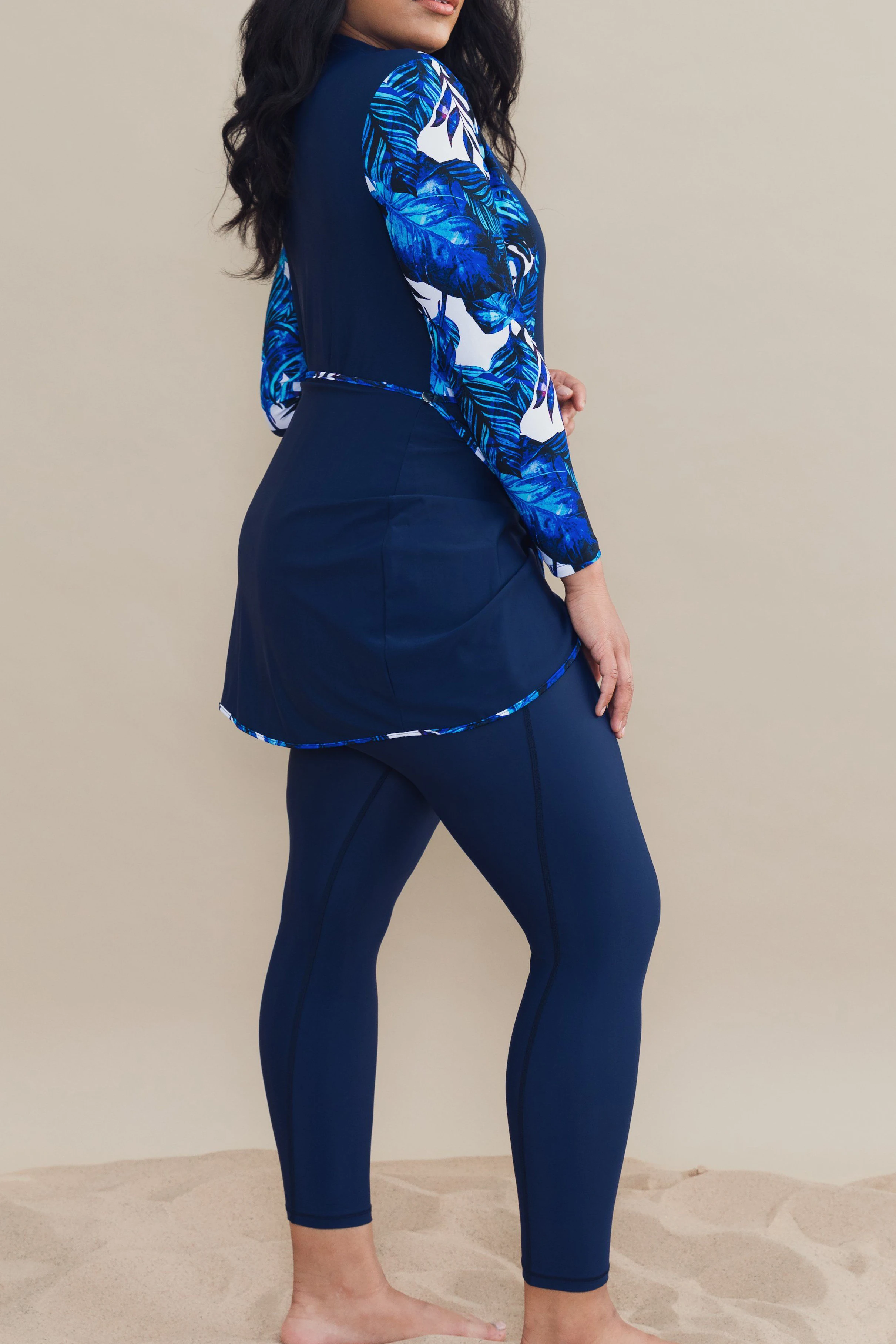 Muslim Plus Size Swimwear Leggings with Skirt Modest Swimsuit with Head Cover