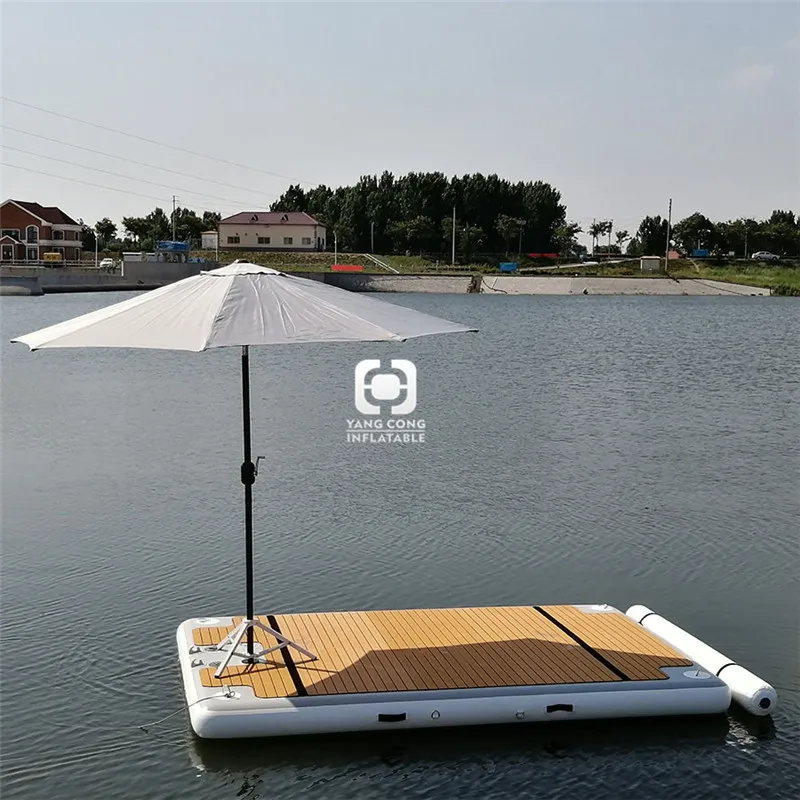 Wholesale Inflatable Ycht Dock Inflatable Water Island Boat Raft Dock Inflatable Jet Ski Dock with Stainless Steel Ladder