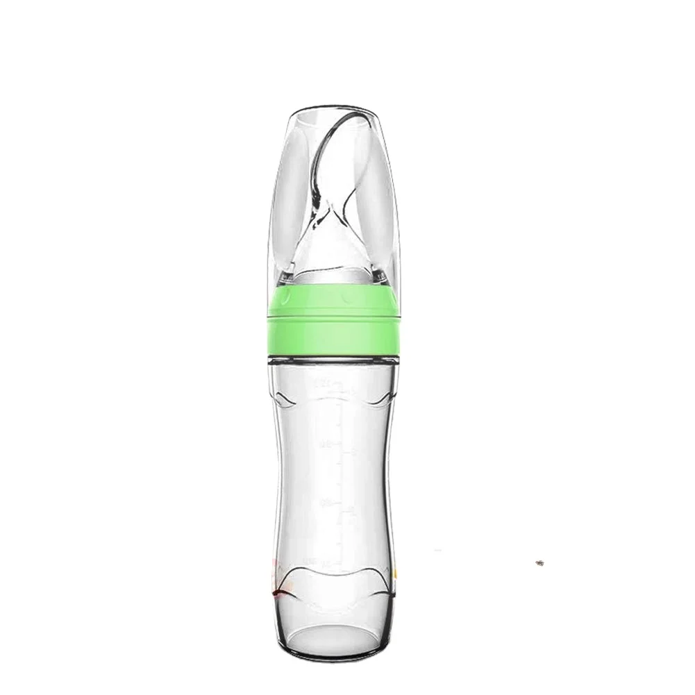 BPA  Free Baby Food Rice Paste Squeeze Feeding Bottle Silicone Spoon Bottle