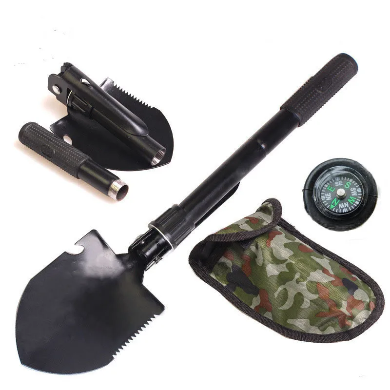SP27660 Camping Gardening Multitool Metal Foldable Shovel with Hand Spade Pickaxe