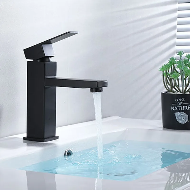 Bathroom Faucet Single Hole Black Bathroom Sink Faucet Single Handle Stainless Steel Lavatory Vanity Faucets with Supply Lines