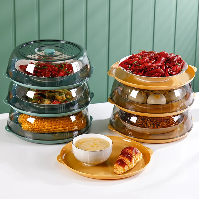Wholesale Multi-layer Plastic Dish Cover Kitchen Storage Dining Table Thermal Insulated Microwaveable Food Dish Cover