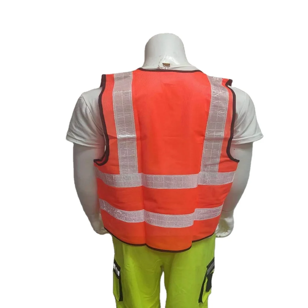 3M Safety Reflective Vest 100GSM PVC Tape CE EN20471 Hi-vis Safety Warning Construction Orange Color Vest
