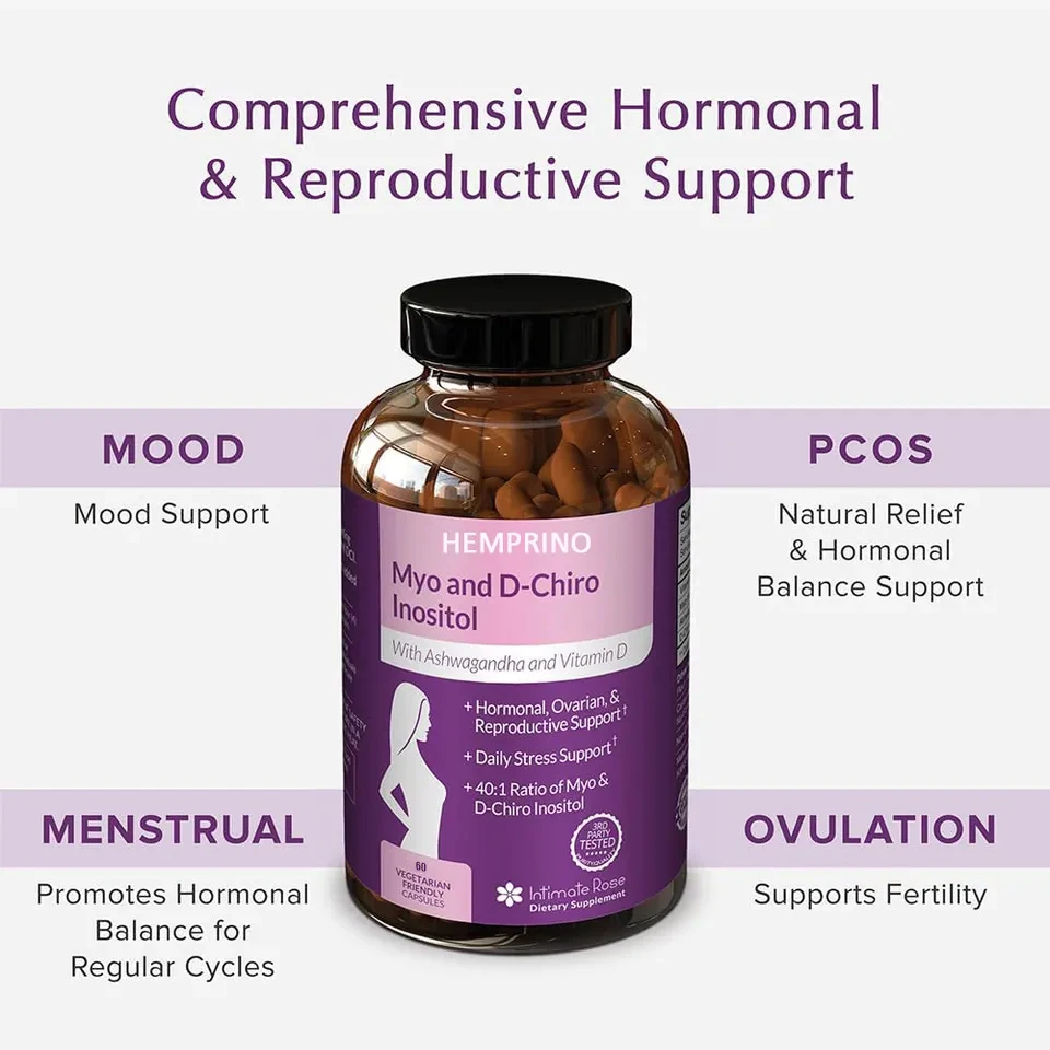 Pcos Supplement Hormone Balance Support Folate Vitamin D3 Myo-Inositol & D-Chiro Inositol Capsules for Women