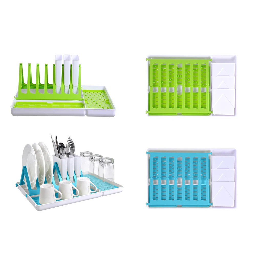 New home kitchen and restaurant foldable over the sink top dish cup fork cutlery plastic drying rack organizer cookware dryer