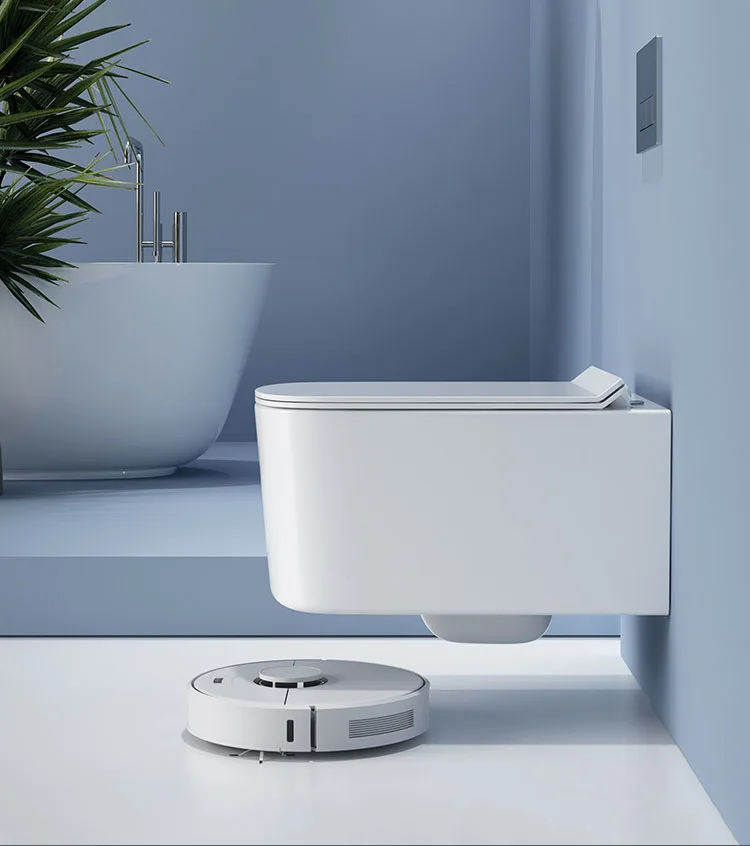 Original Wall-Mounted Japanese WC Modern Design Rimless Ceramic Toilet with Hanging Bowl Cheap Drainer for Commercial Bathroom