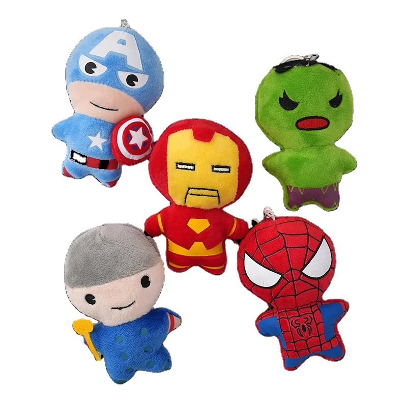 Wholesale Price Cartoon Super Hero Plush Toy KeyChains SpiderMan Captain Plush Claw Machine Toy For Kids Gift