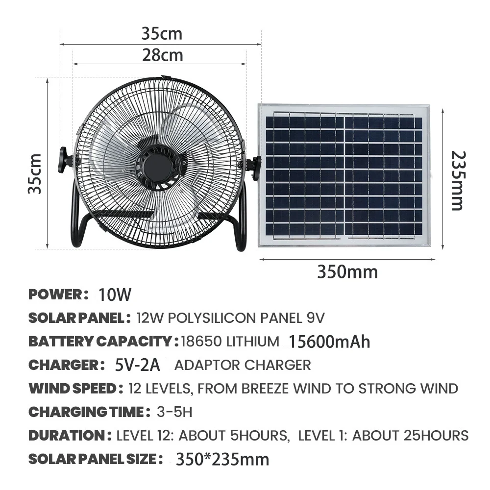 Outdoor Floor Fan with Light 15600mAh 12-Inch Large Battery Operated Powered Fan Portable Rechargeable Fan