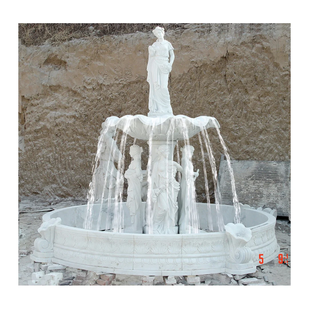 White Marble  Water Fountain Sculpture Stone carving Water Fountain