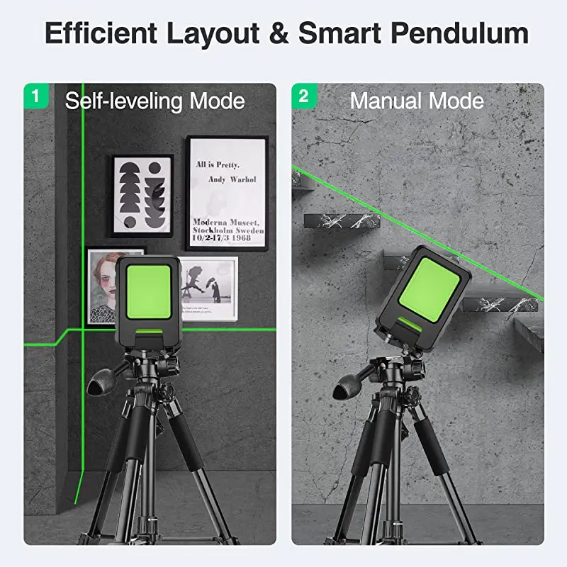 Huepar BOX-1G Electronic Laser Level Self-Leveling Cross Green Rotary 360 Laser Celling Stand