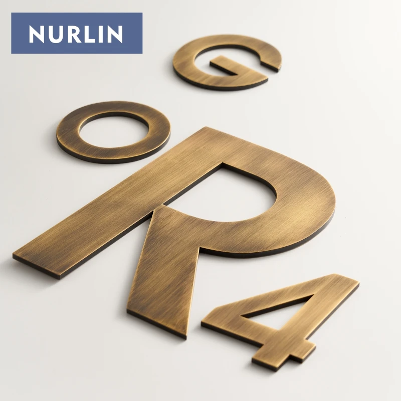 Nurlin цельные латунные разные размеры цифровые уличные двери для двора вывески дома Бесплатная установка Старый бронзовый цвет