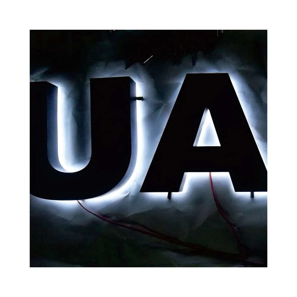Custom LED Illuminated Letter Resin Letters Back Light 3D Business Building LOGO Outdoor Waterproof Acrylic Letter Sign