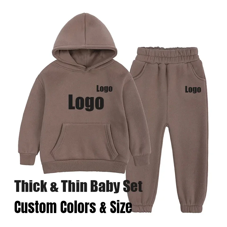 Cotton Boy Clothes Long Jersey Set Sweat Shirt and Pant Set 2 pic French Terry Baby Hoodies Set Kids Sweatsuit Baby Tracksuits