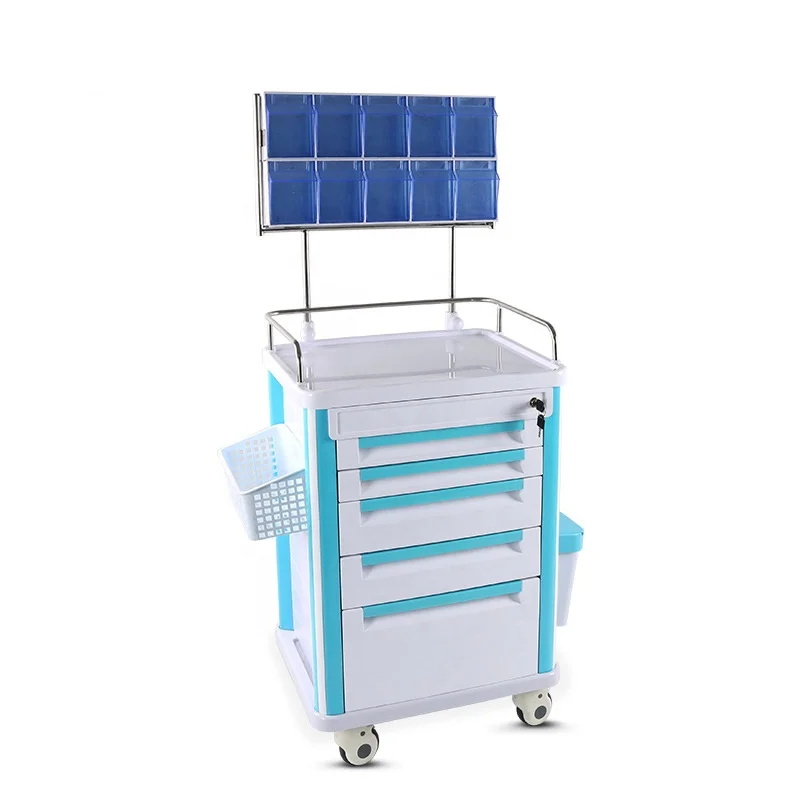 In Stock Medical ABS Hospital Emergency Trolley Nursing Crash Cart Anaesthesia Drug Trolley