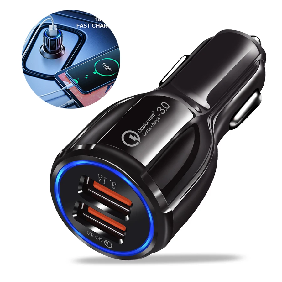 Portable QC3.0 Quick Charger 3.1A Cigarette Lighter Socket Dual Port electric car charger dual usb With 2 Port