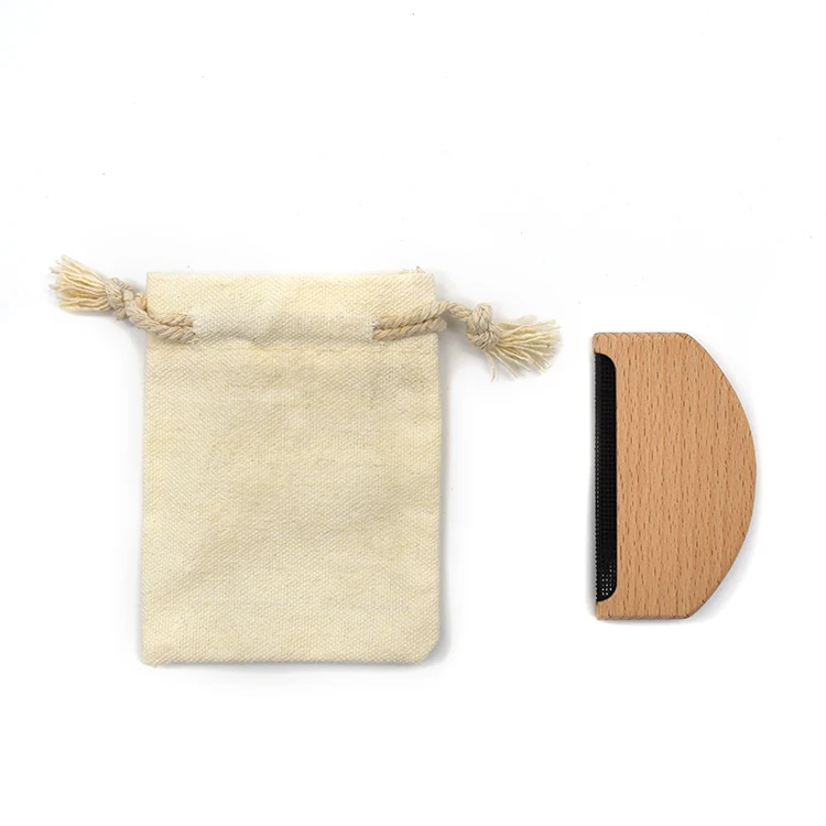 Private label stock portable sweater wool comb eco friendly wooden cashmere comb with bag