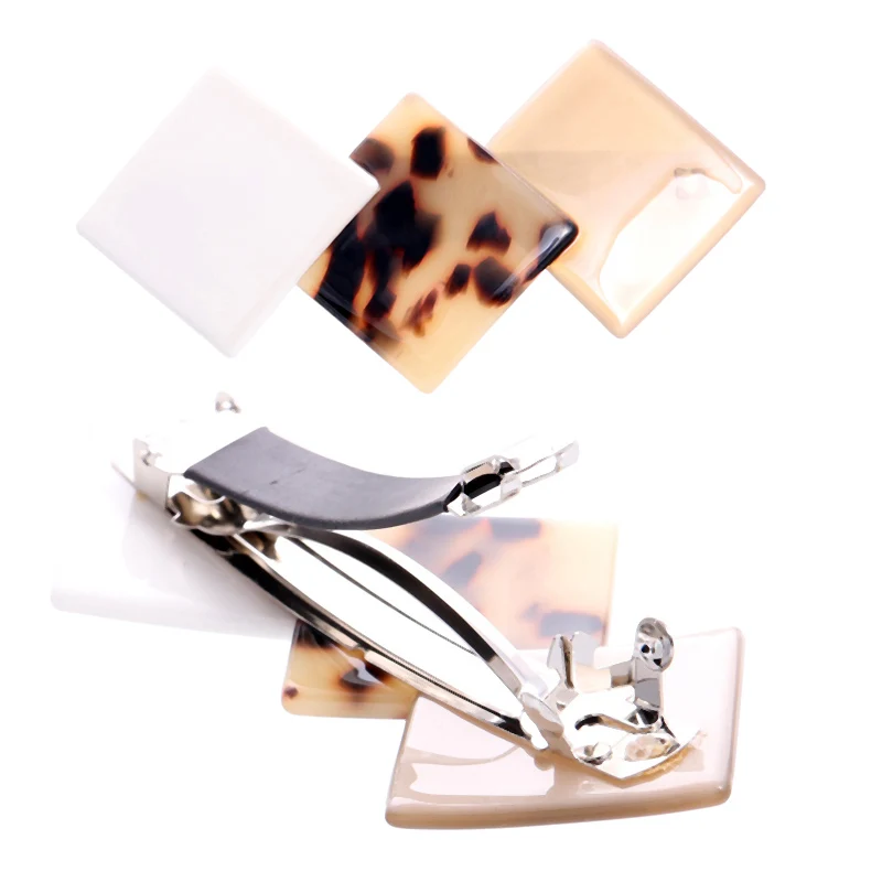 MiDairy Geometric Square Acetate Hair Barrettes Clamp Clips For Women