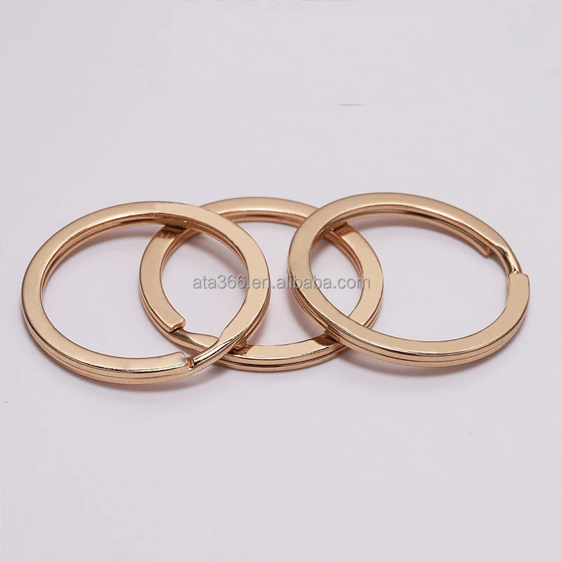 30mm Split Heart Shape Colorful Key Rings 10 Solid Colors Brass Flat Split Ring Key Chain Hook Fob Holder