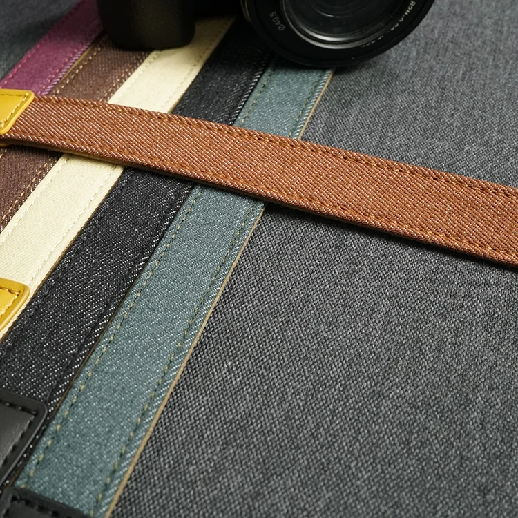 High quality Hot selling denim camera neck strap with leather back for all kinds of cameras
