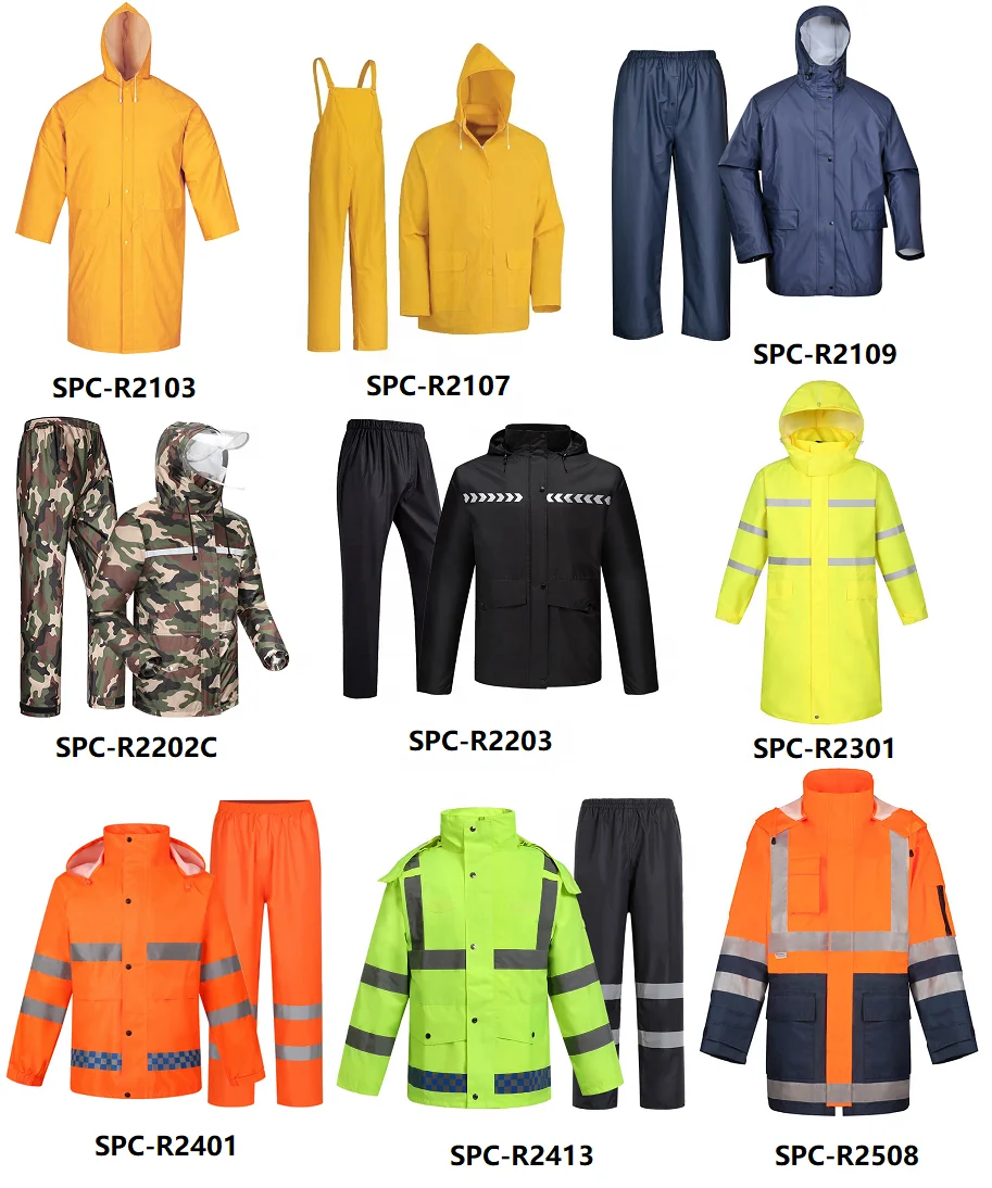Durable high visibility oxford windproof waterproof construction traffic safety rainwear rain coat reflective suit raincoat