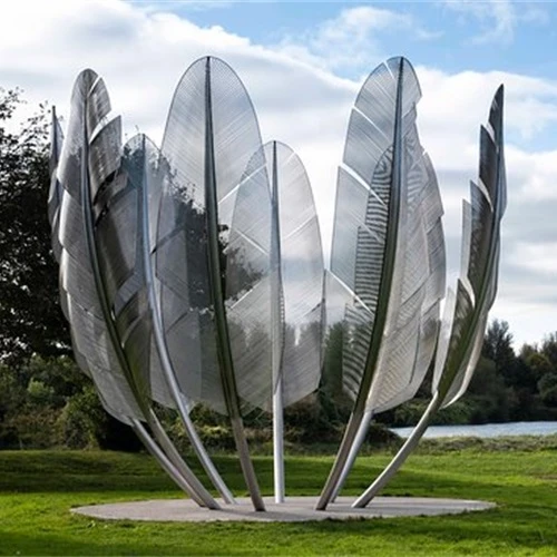 Designer Large Garden Decor 304 316 Stainless Steel Sculpture Feature Mall Outdoor Stainless Steel Feather Sculpture For City