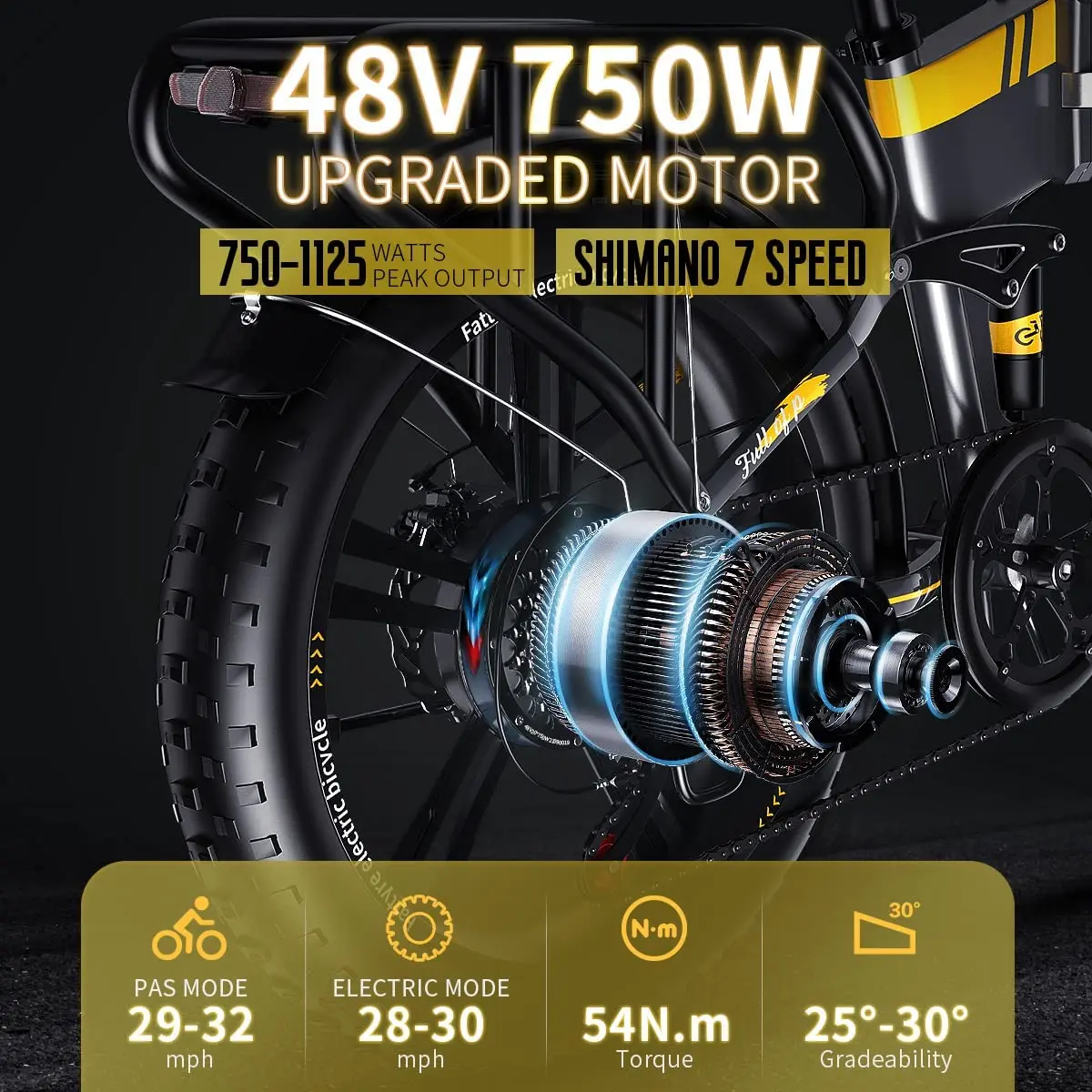 [RTS] US STOCK 48V 750W LG 12.8Ah 20inch Fat Tire Electric Bicycle Foldable Full Suspension Ebike Folding Electric Bike