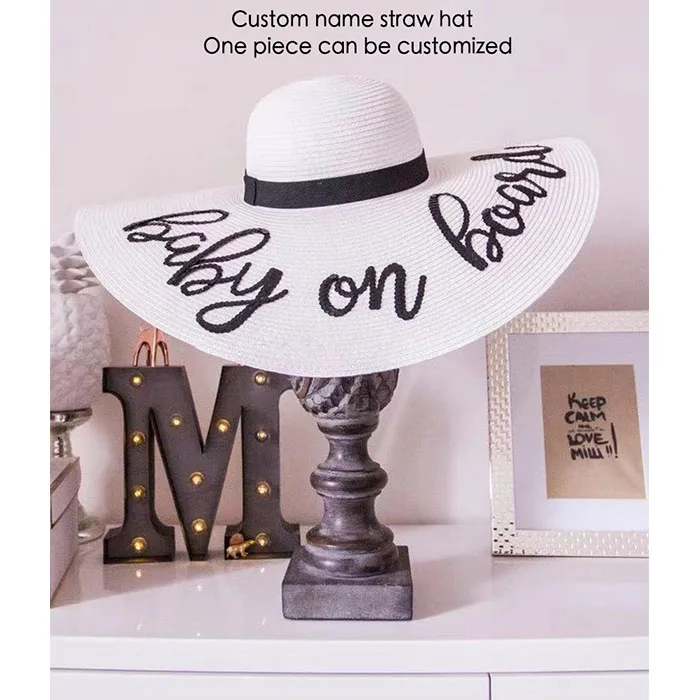 Wholesale Custom Logo Straw Hats Summer Beach Straw Panama Floppy Hat For Women Bridesmaid