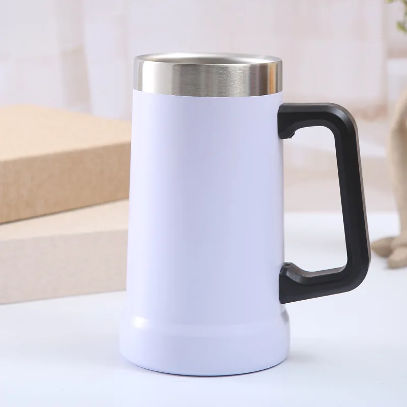 Wholesale Double Wall Stainless Steel Tumbler 700ml Big Grip Beer Cups With Handle Coffee Mugs