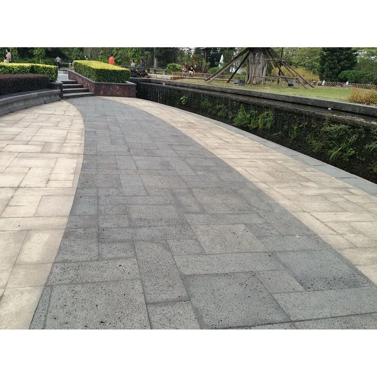 natural puka lava black basalt stone stepping paver tile