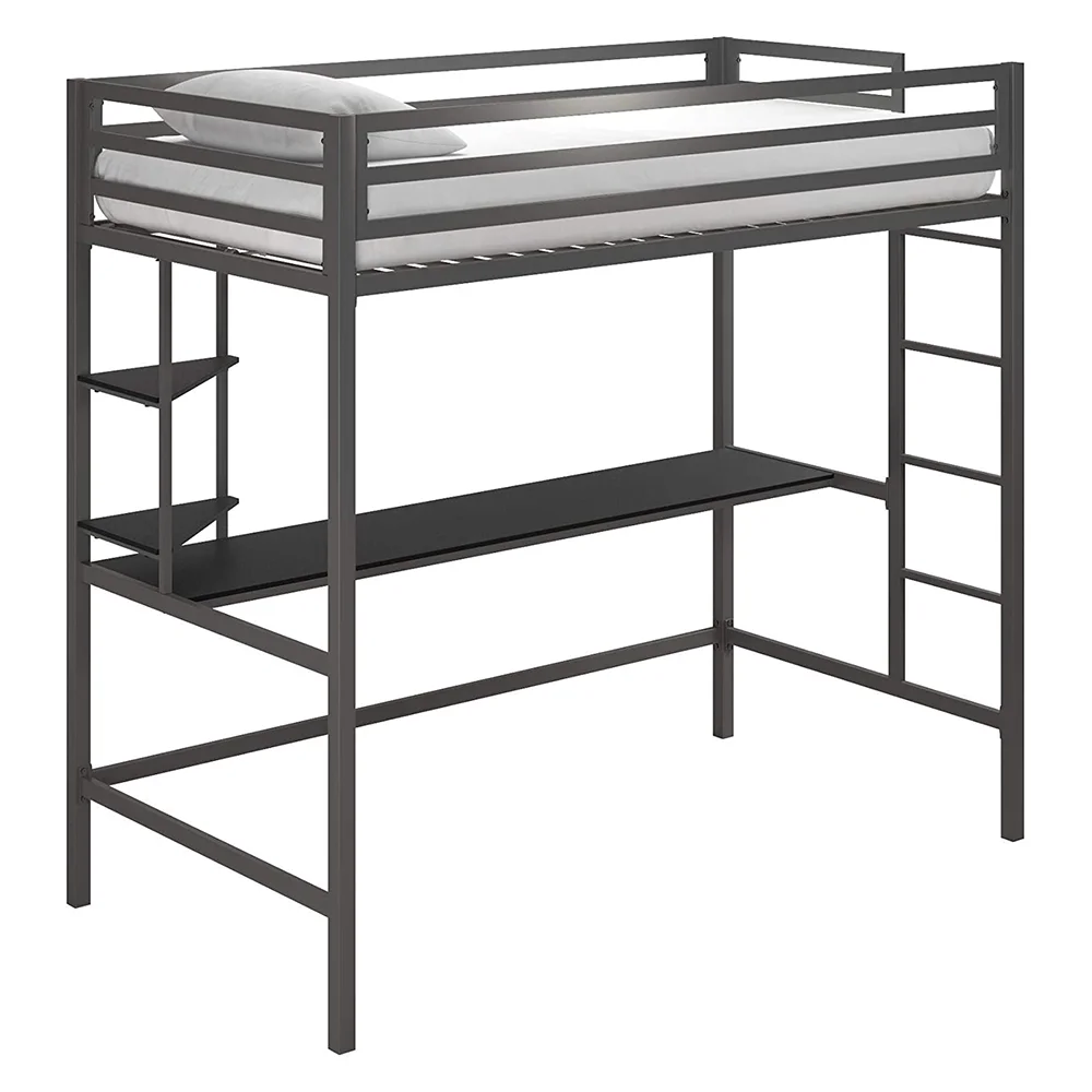 
XHL Ladders Bedroom Fence Twin Bunk Metal double Loft Bed Frame Twin Over Frame 