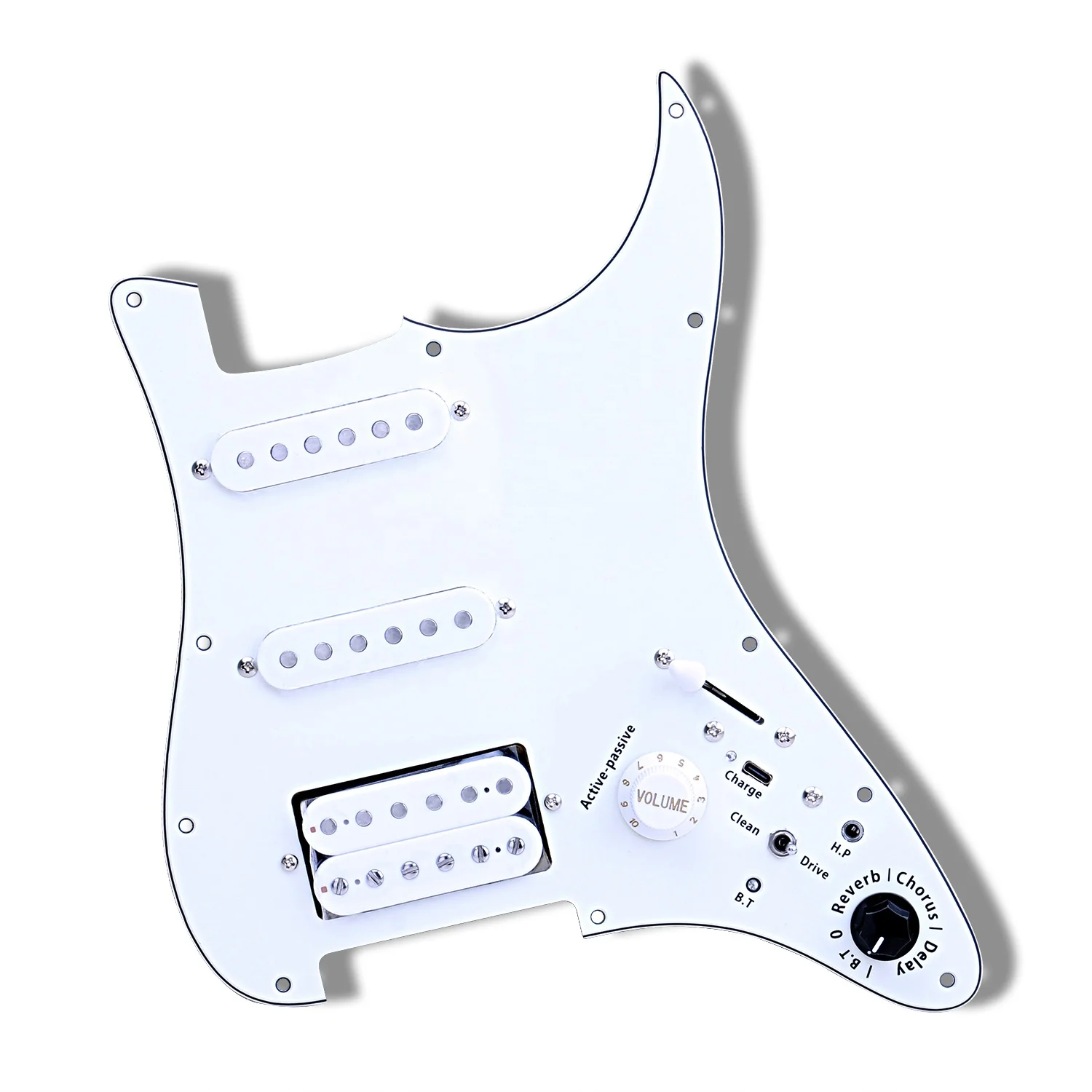 Electric guitar ST 3-Ply Loaded  Prewired Pickguard  SSH Pickguard Alnico 5 Pickups With reverb,choir,delay,Bluetooth functions