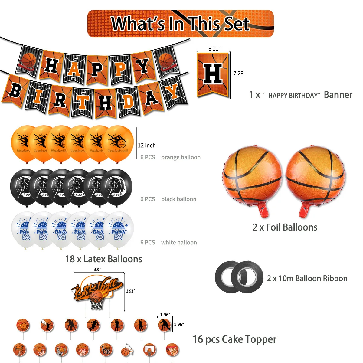 New Basketball themed party decoration sports game boy birthday flag pulling cake inserting balloon set soccer party supplies