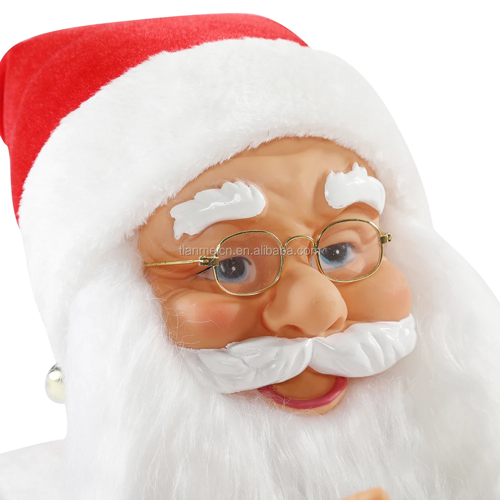 80cm Christmas Sitting Animated Santa Claus with Lighting Musical Ornament Decoration Figurine Collection Traditional Holiday