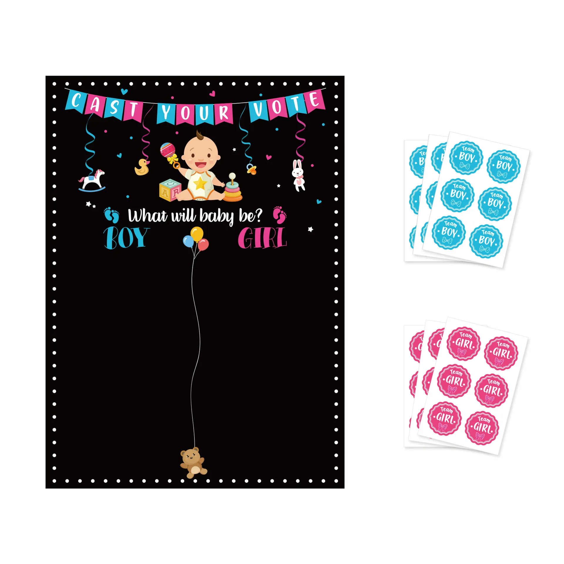 Hot Sale Gender Reveal Boy or Girl Poster Decorations Baby Shower Party Supplies