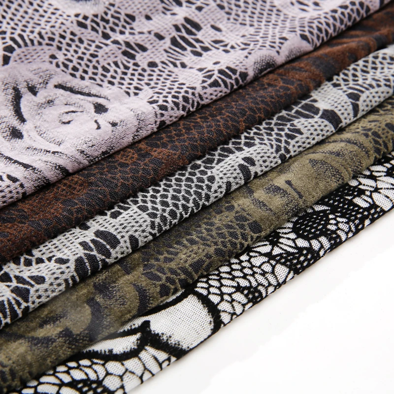 Прямые продажи с фабрики 75D нейлоновая высокоэластичная сетчатая ткань Флокированным дизайном-тонкий узор/Полный Цветочный Флокированный