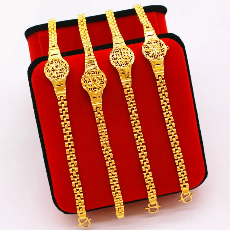 Dubai Jewelry  Sha Jin Fu Fa Cai Word Watch Chain Female Fashion Wild Street Shooting Gold Plated Copper Jewelry