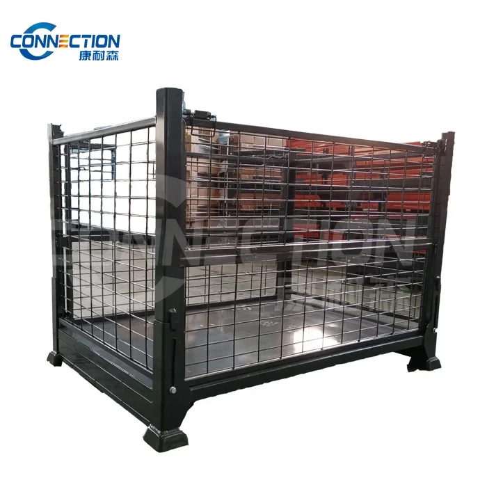 Китай, складной стальной металлический Блокируемый поддон, проволочная сетка, Складская сварная сетка, клетка для хранения на продажу