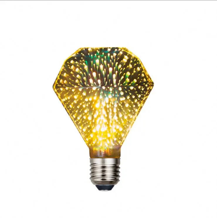Colorful Fancy Design Diamond Shape 3D Fireworks LED Bulb Light