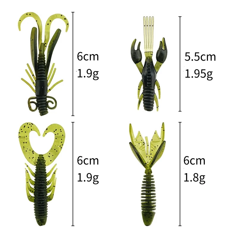 New OEM 4 types Fishing Craw Lure Lobster Shrimp Lure Soft Plastic Fishing Bait worm