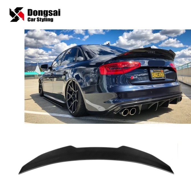 PSM Style Dry Carbon Fiber Boot Spoiler Ducktail Rear Trunk Tail Wing Lip for Audi A4 S4 RS4 B8 B8.5 2013-2015