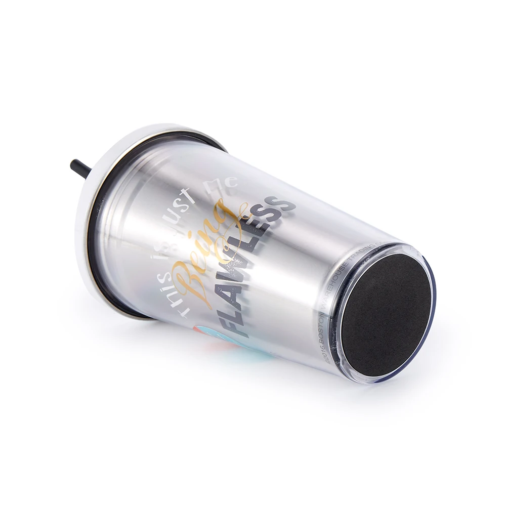 Classic hot sell inner stainless steel outer plastic straw mug & auto mug & travel mug 450ml