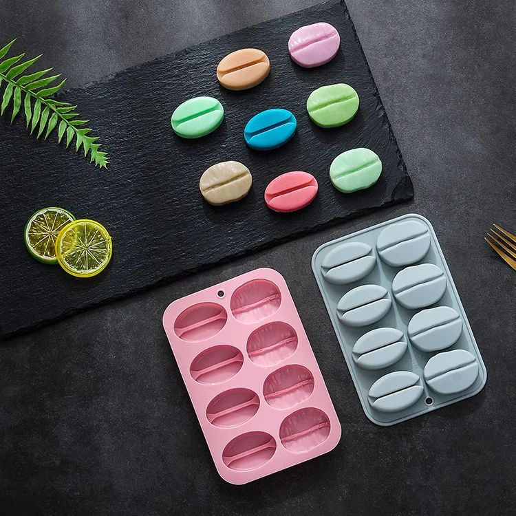 8 Even 2 Different Coffee Bean Mold Chocolate Cake Mold Soft Candy Silicone Mold